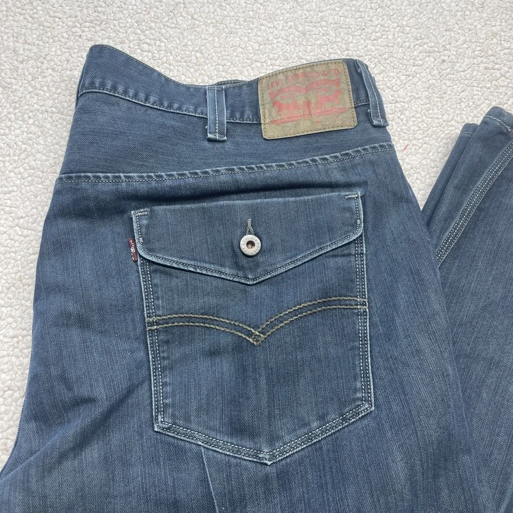 Levi Strauss Jeans Men 40x32 Blue Denim Flap Pocket Straight Leg Creased Pockets